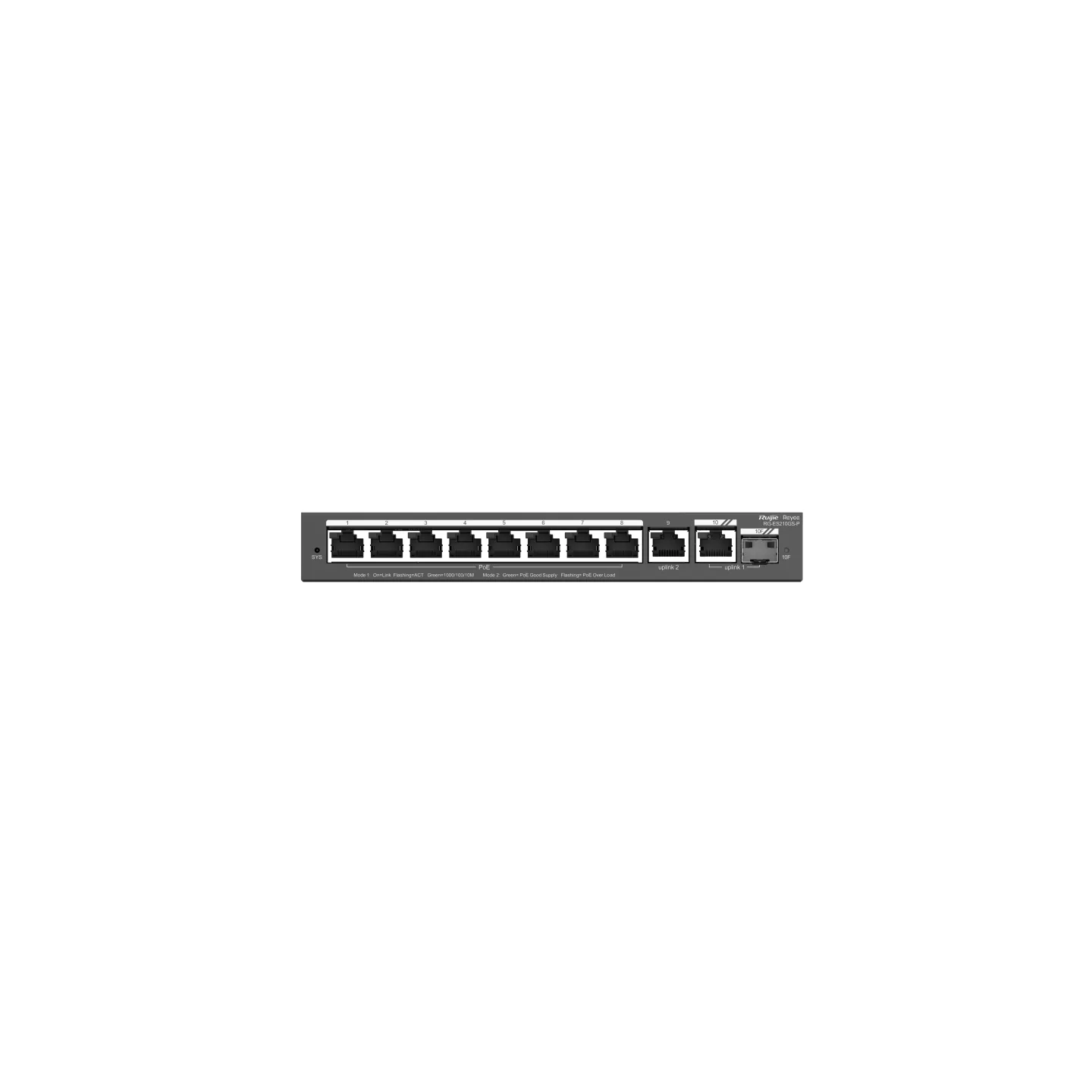 Ruijie Reyee RG-ES210GS-P 10 Port Gigabit 8xPoE 130W +1Combo Yönetilebilir Switch