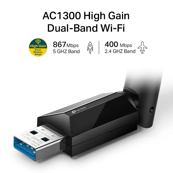 TP-Link Archer T3U Plus AC1300 Dual Band USB Adaptör