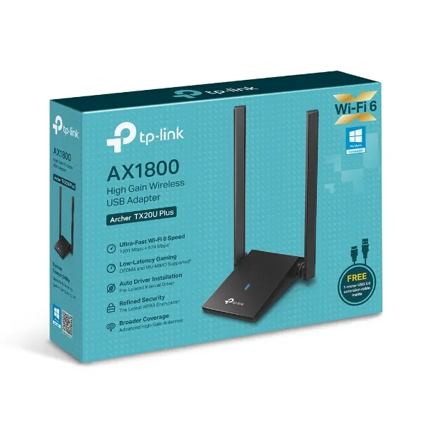 TP-Link Archer TX20U Plus AX1800 WiFi 6 Çift Anten USB Adaptör
