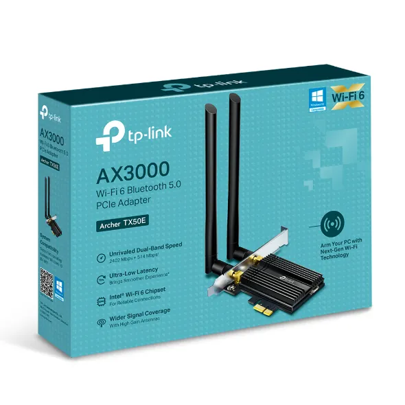Tp-Link Archer Tx50e Ax3000 Wi-Fi 6 Bluetooth 5.0 Pcie Adaptor
