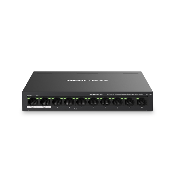 TP-Link Mercusys MS110P 10 Port 10/100 8 Port 65W PoE Yönetilemez Switch