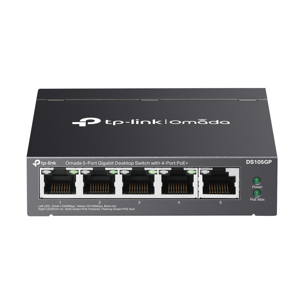 Tp-Link Omada DS105GP 5 Port 10/100/1000 4xPoE 65W Yönetilemez Switch