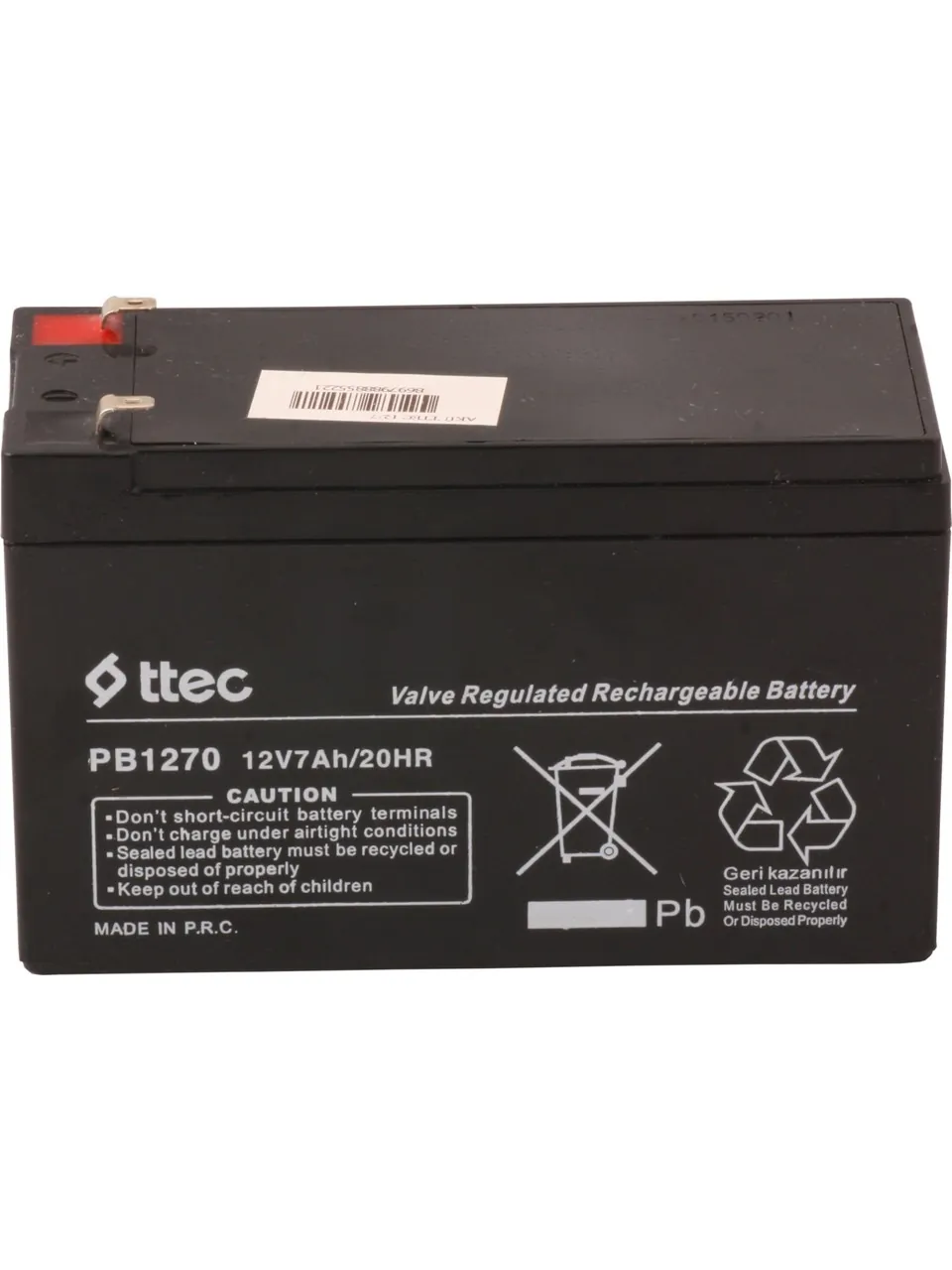 Ttec 12V 7Ah Bakımsız Kuru Akü (TSS) (UPS'te Kullanılabilir)