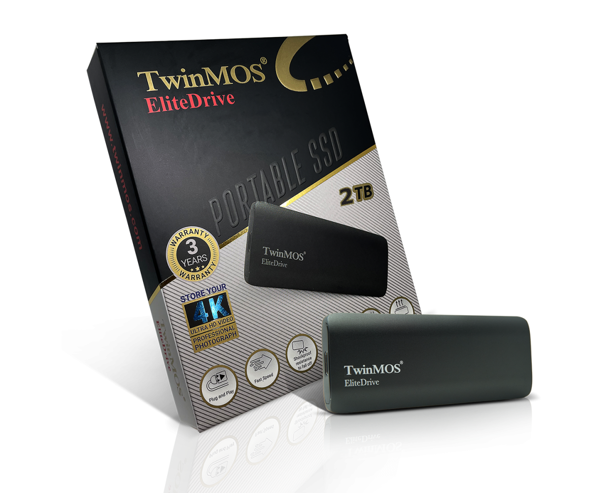 Twinmos 2 TB USB 3.2 Type-C Taşınabilir SSD Dark Grey
