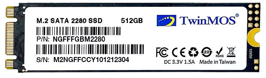 Twinmos 512 GB M.2 SATA SSD 580/550 (NGFF FGB M2280)