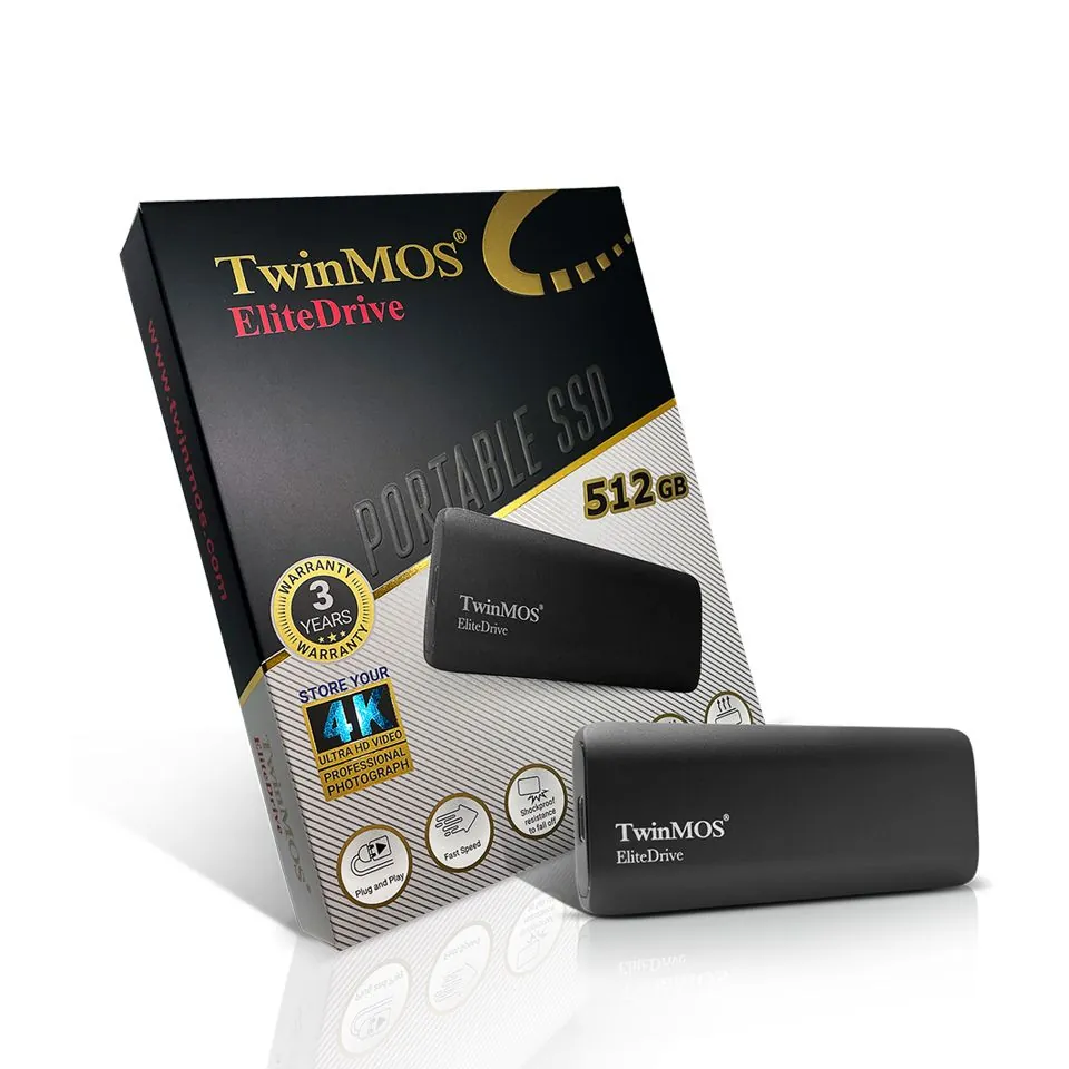 Twinmos 512 GB USB 3.2 Type-C Taşınabilir SSD Dark Grey (PSSDFGBMED32)