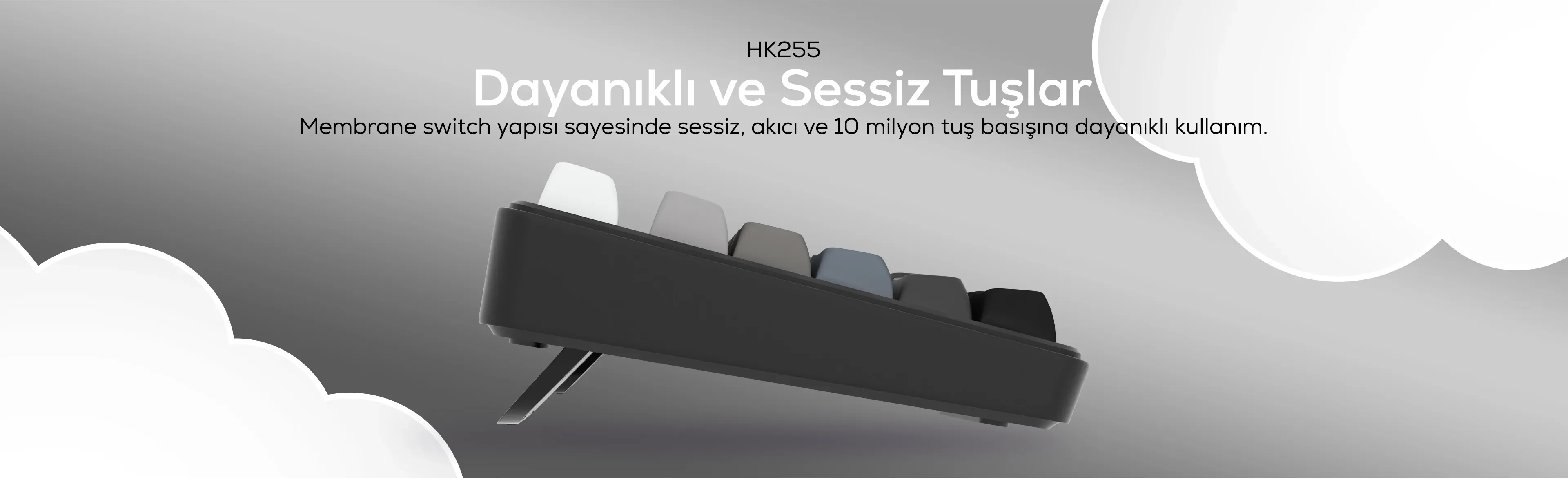 Hawk Gaming HK255 Kablosuz RGB Türkçe Klavye Siyah Gradyan