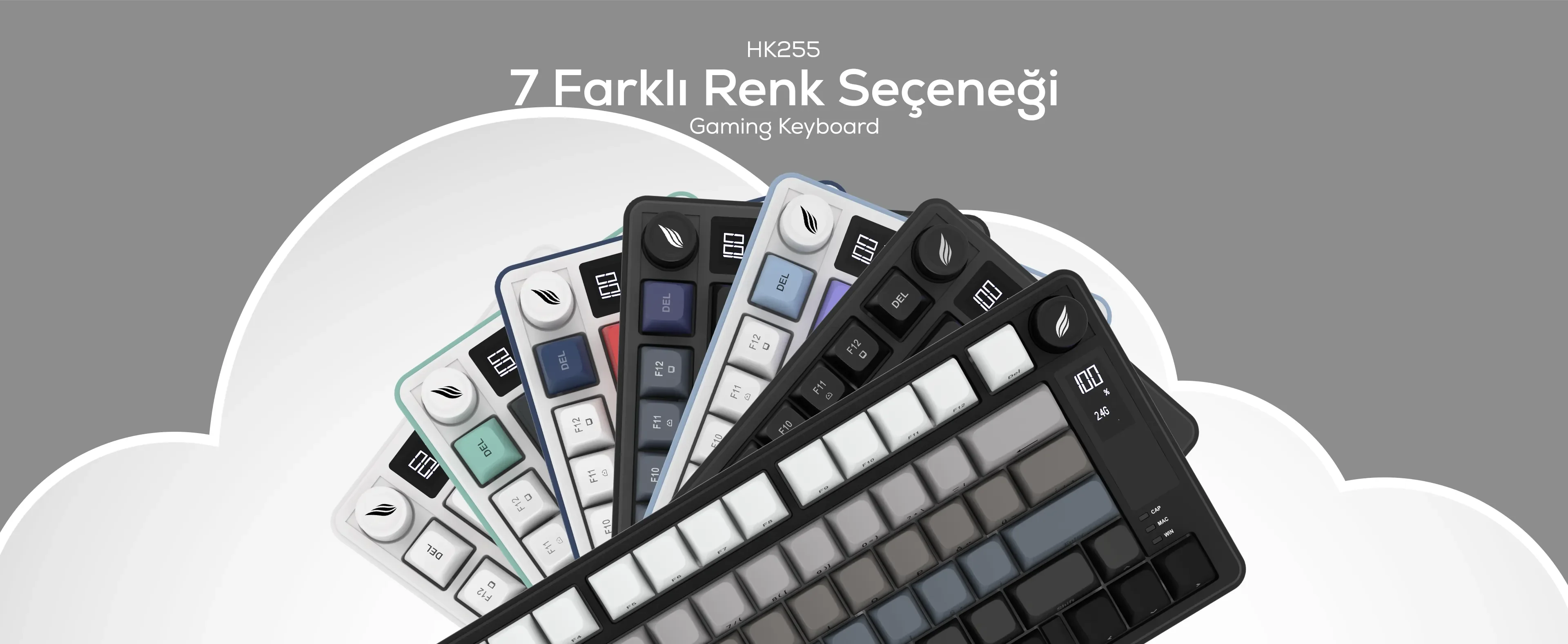 Hawk Gaming HK255 Kablosuz RGB Türkçe Klavye Siyah Gradyan